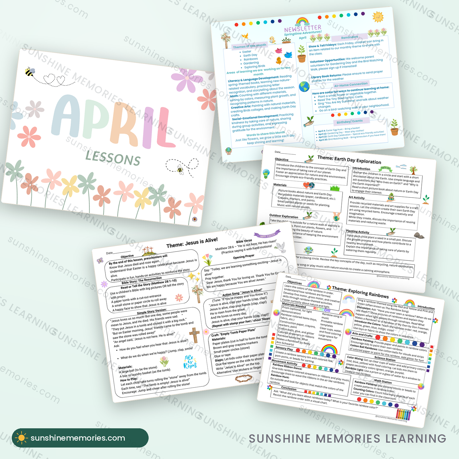 April Lesson Plans & Newsletter: cover and sample pages