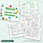 March Lesson Plans & Newsletter: cover and sample pages