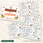 November Lesson Plans: cover and sample themed week pages