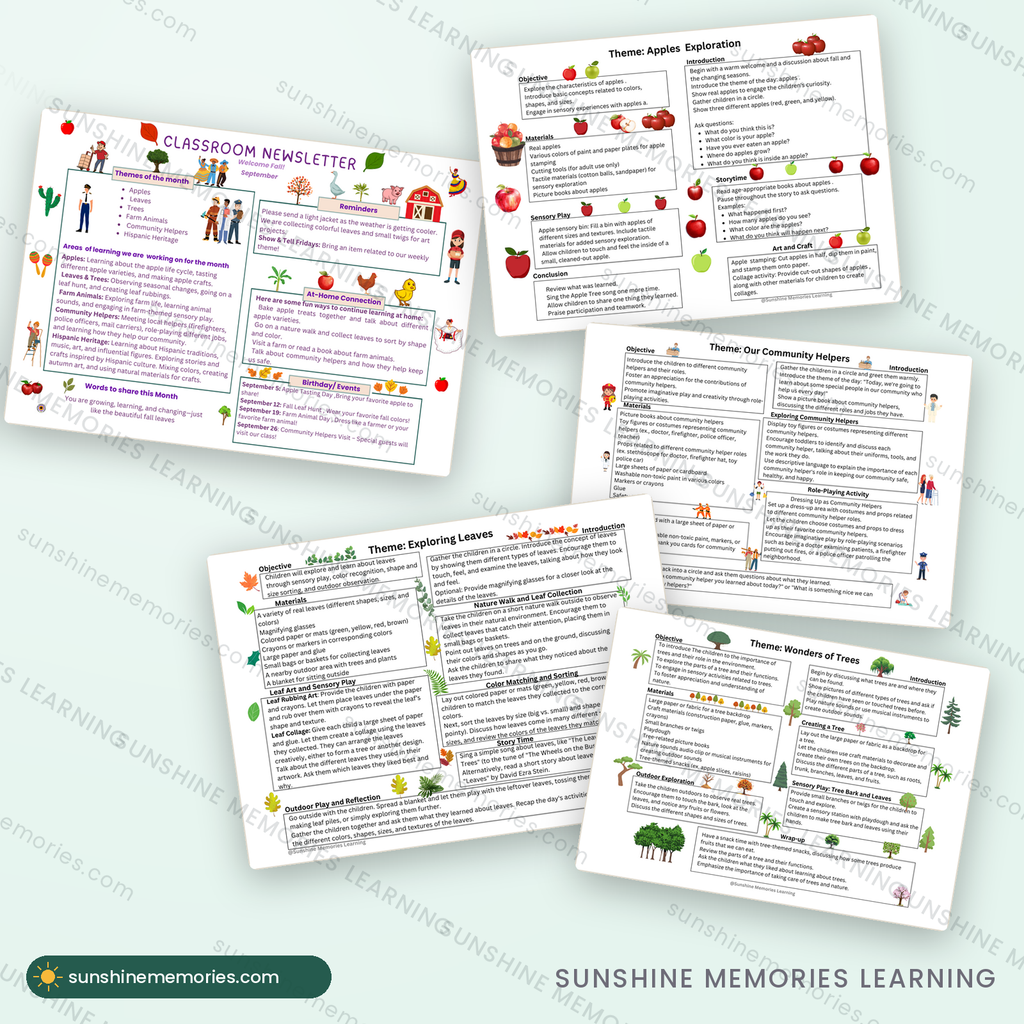 September Newsletter & Lesson Plans: cover and sample pages