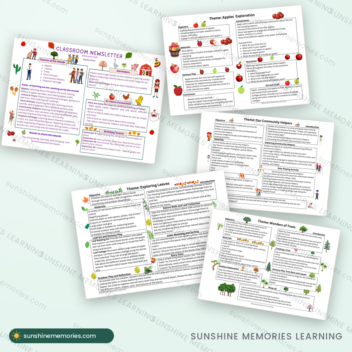 September Newsletter & Lesson Plans: cover and sample pages
