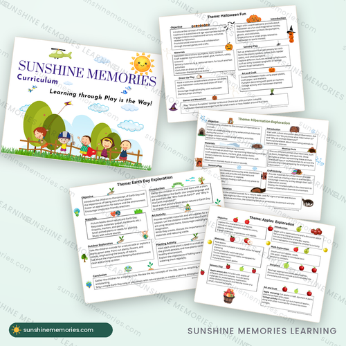52-Week Preschool Curriculum: cover and sample lesson pages from the full-year plan