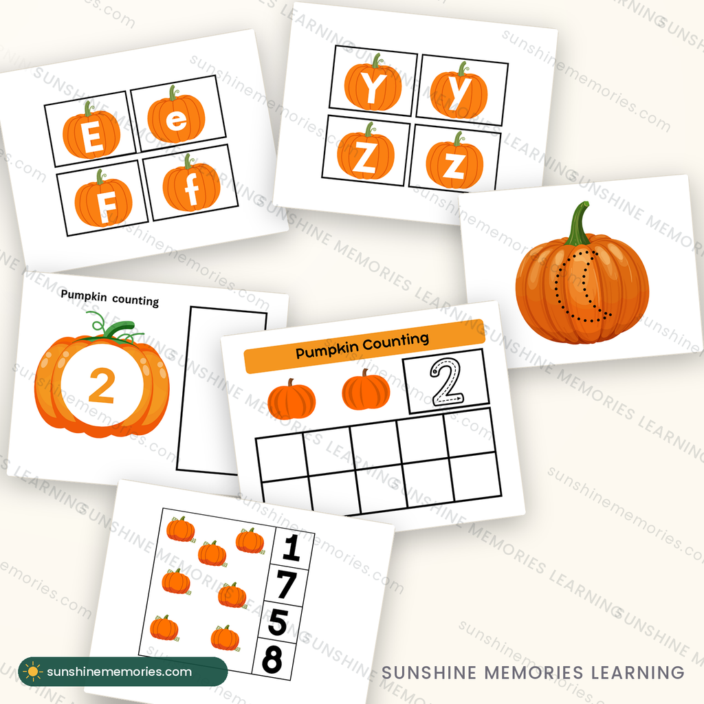 Inside the pumpkin pack: counting, alphabet and shape activity pages