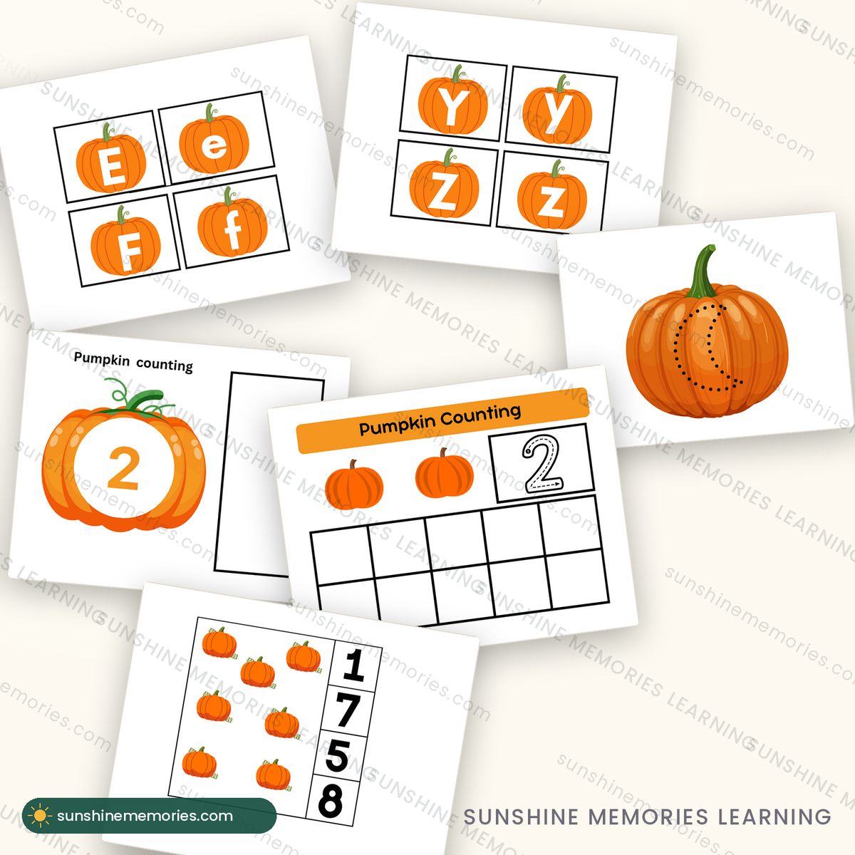 Inside the pumpkin pack: counting, alphabet and shape activity pages