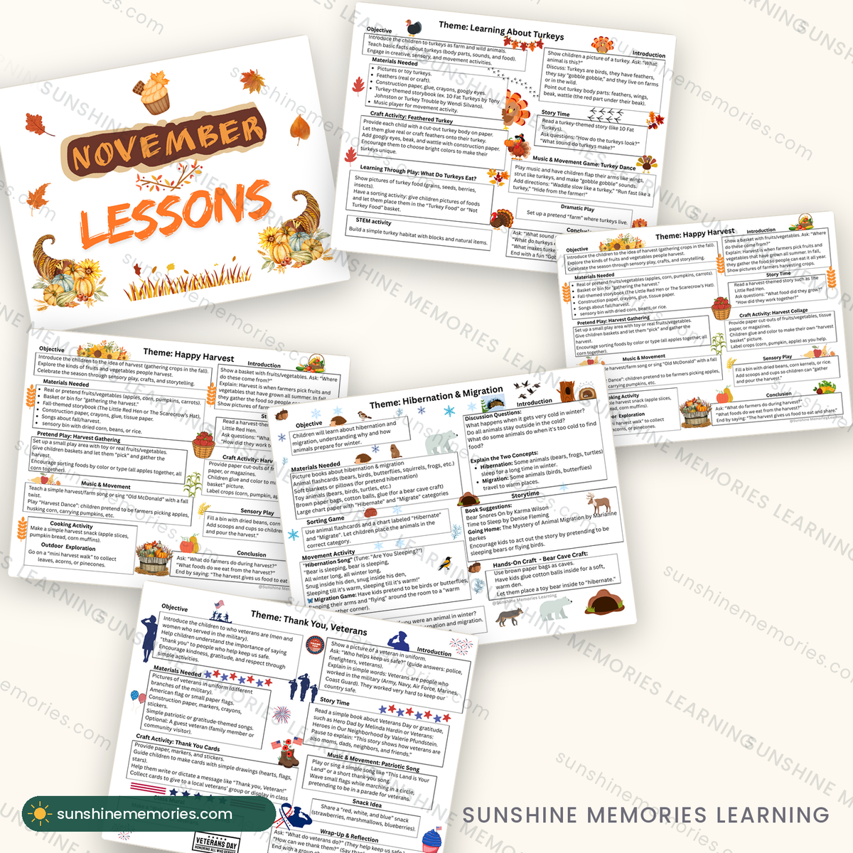 Inside the November pack: Veterans Day, harvest, hibernation and turkey weeks