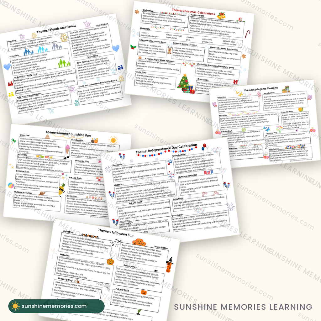 Inside the preschool curriculum: six themed weekly lesson pages