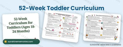 Toddler curriculum sample pages: Mother's Day and superheroes weeks