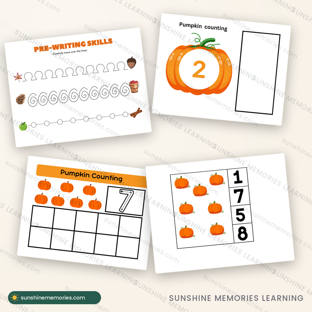 Pumpkin-themed math and literacy printables