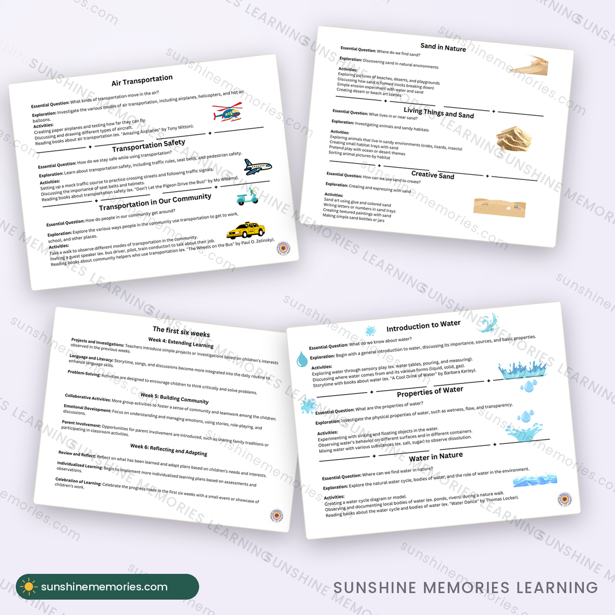 Curriculum guide sample pages: cross-curricular connections