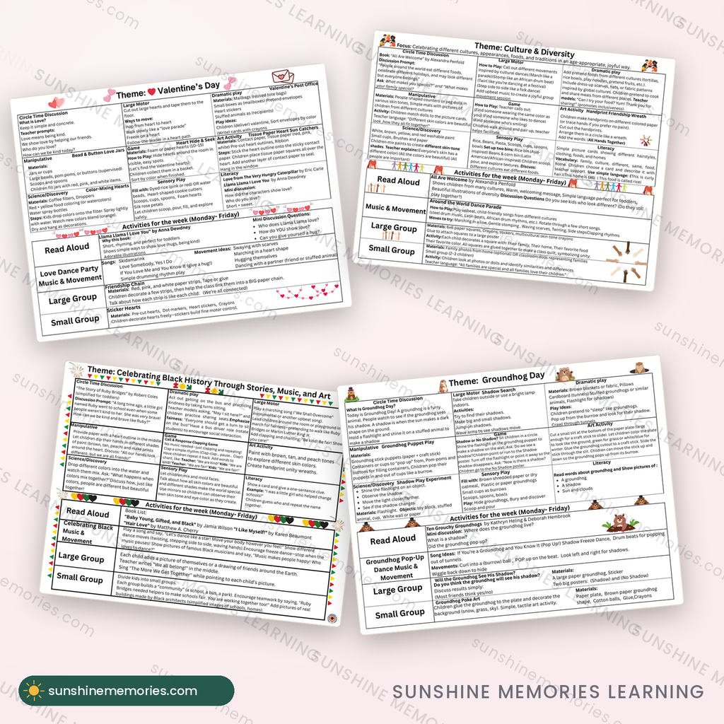 February lesson pages and the family newsletter template