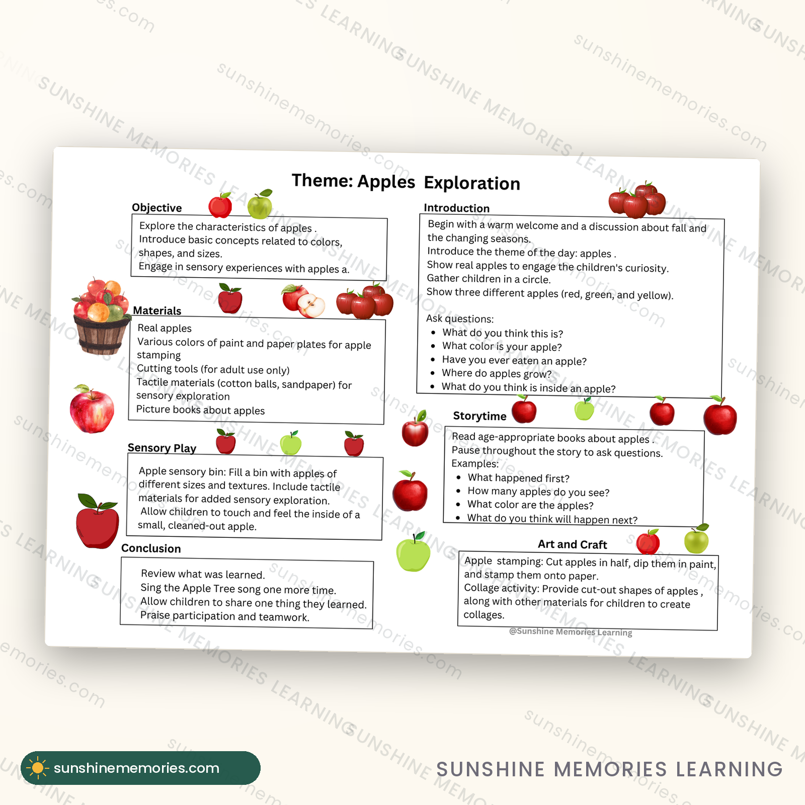 Full sample page from the September lesson plan pack