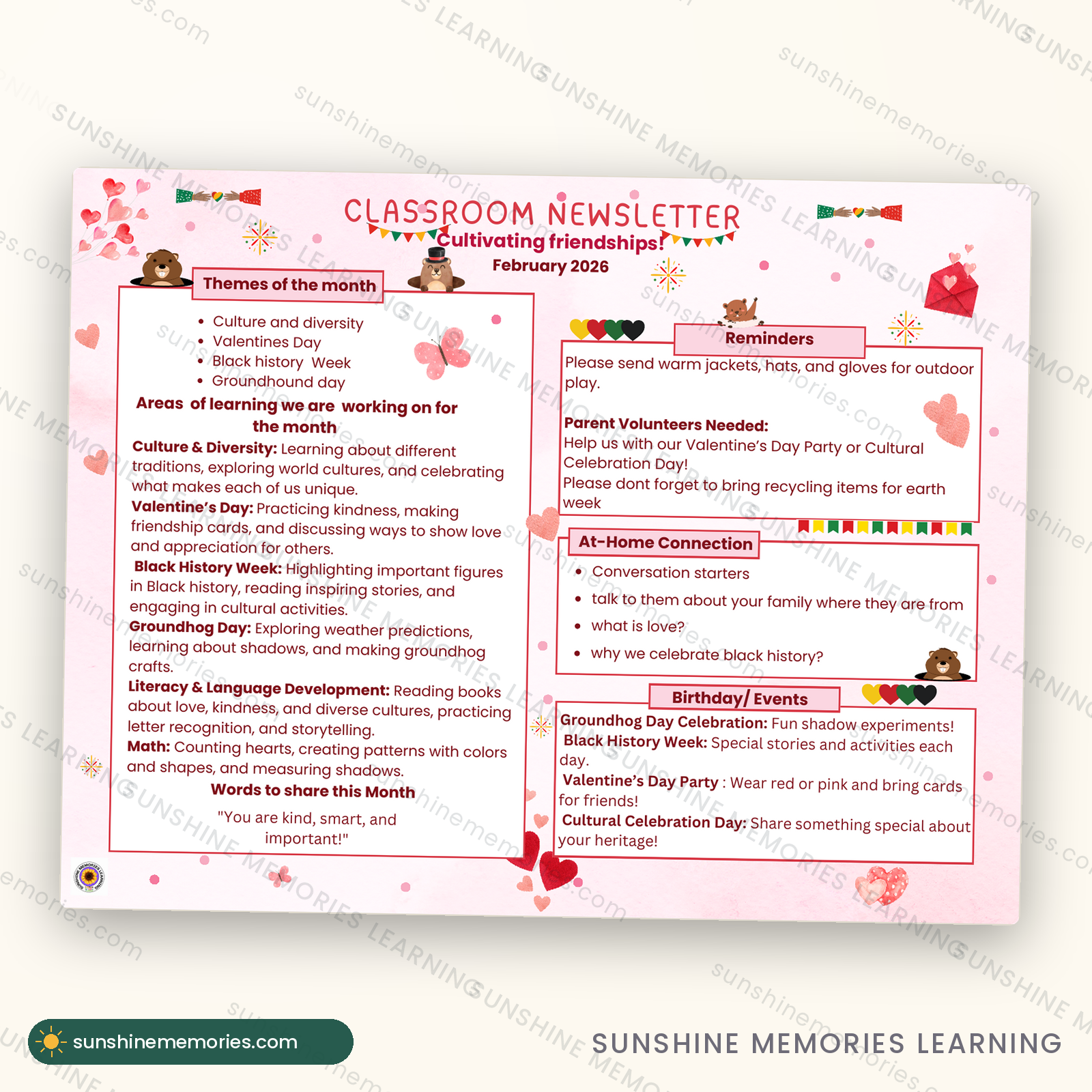 Full sample lesson page from the February Lesson Plans