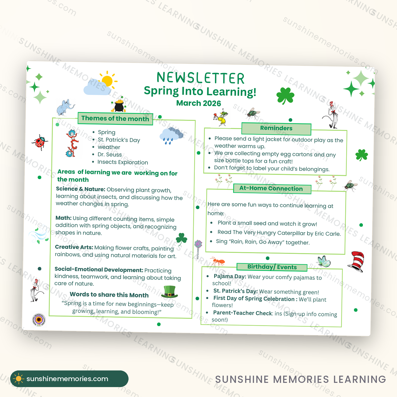 Full sample lesson page from the March Lesson Plans