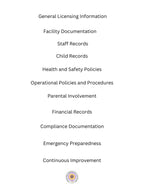 Daycare licensing checklist sample pages: included in the toolkit