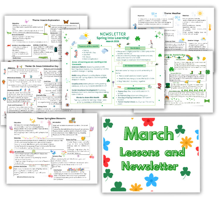 March Lesson Plans sample pages: insect exploration activities
