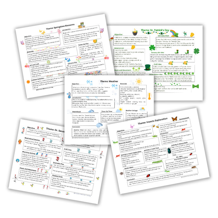 March Lesson Plans sample pages: spring weather theme