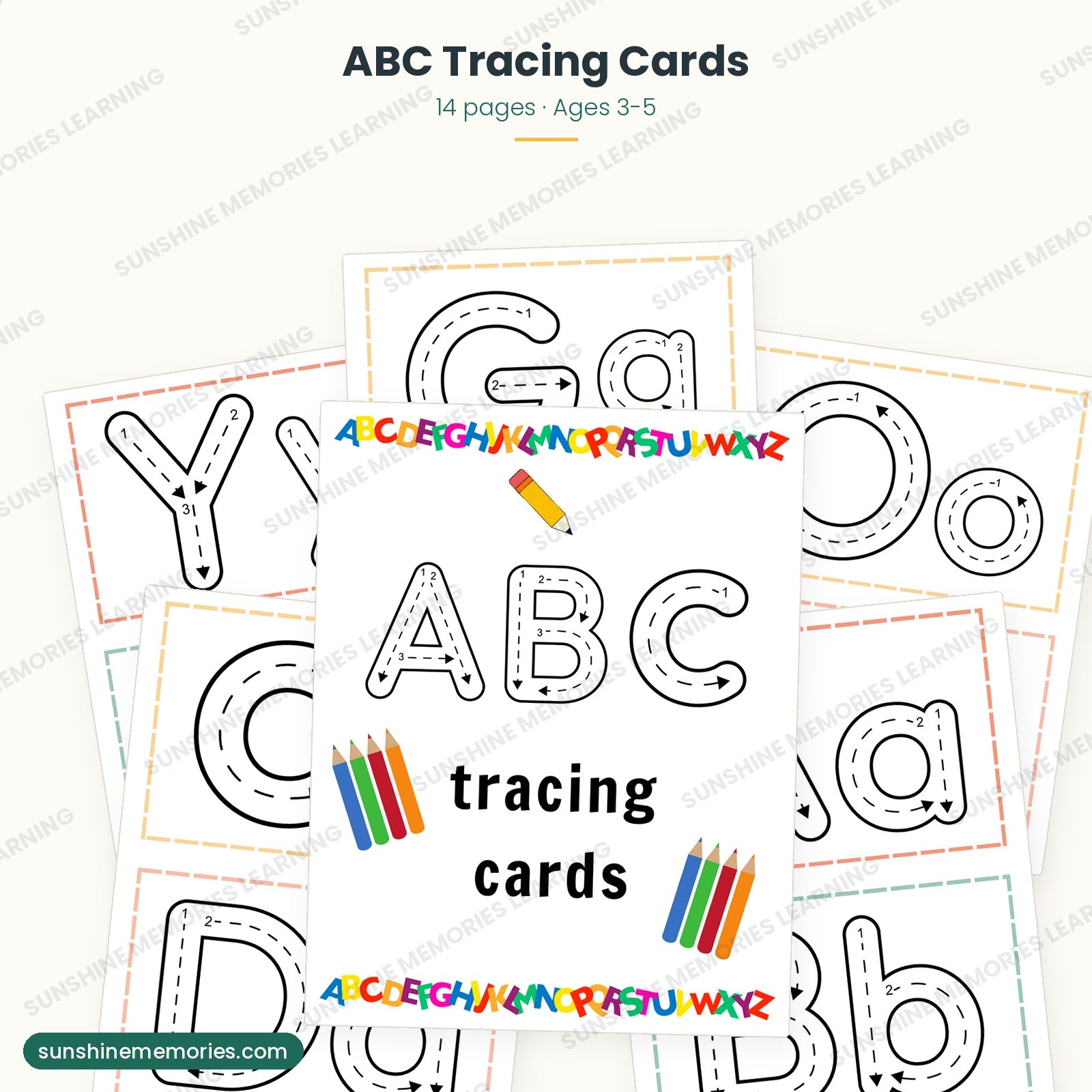 ABC Tracing Cards: 14 pages of letter tracing cards from A to Z