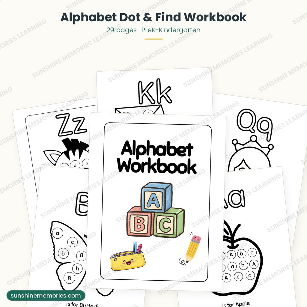 Alphabet Dot and Find Workbook: 29 pages of letter hunt printables for PreK and Kindergarten