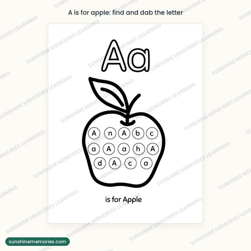 A is for apple letter hunt page, find and dab every A