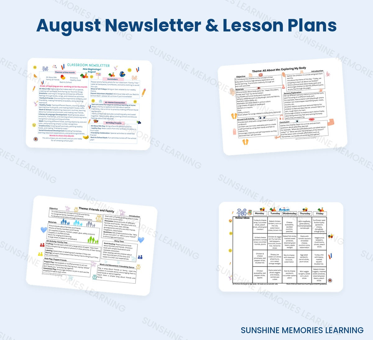 Bundle sample pages: editable classroom newsletter template