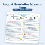 Included in the bundle: August Newsletter and Lesson Plans