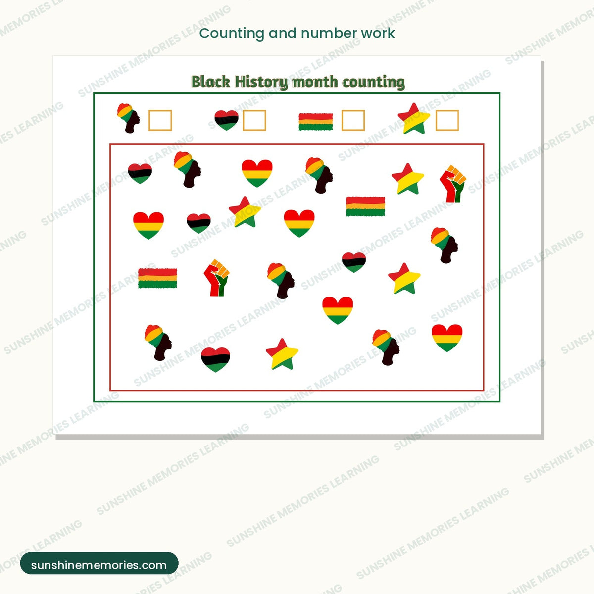 Black History Month counting page, circle the correct amount