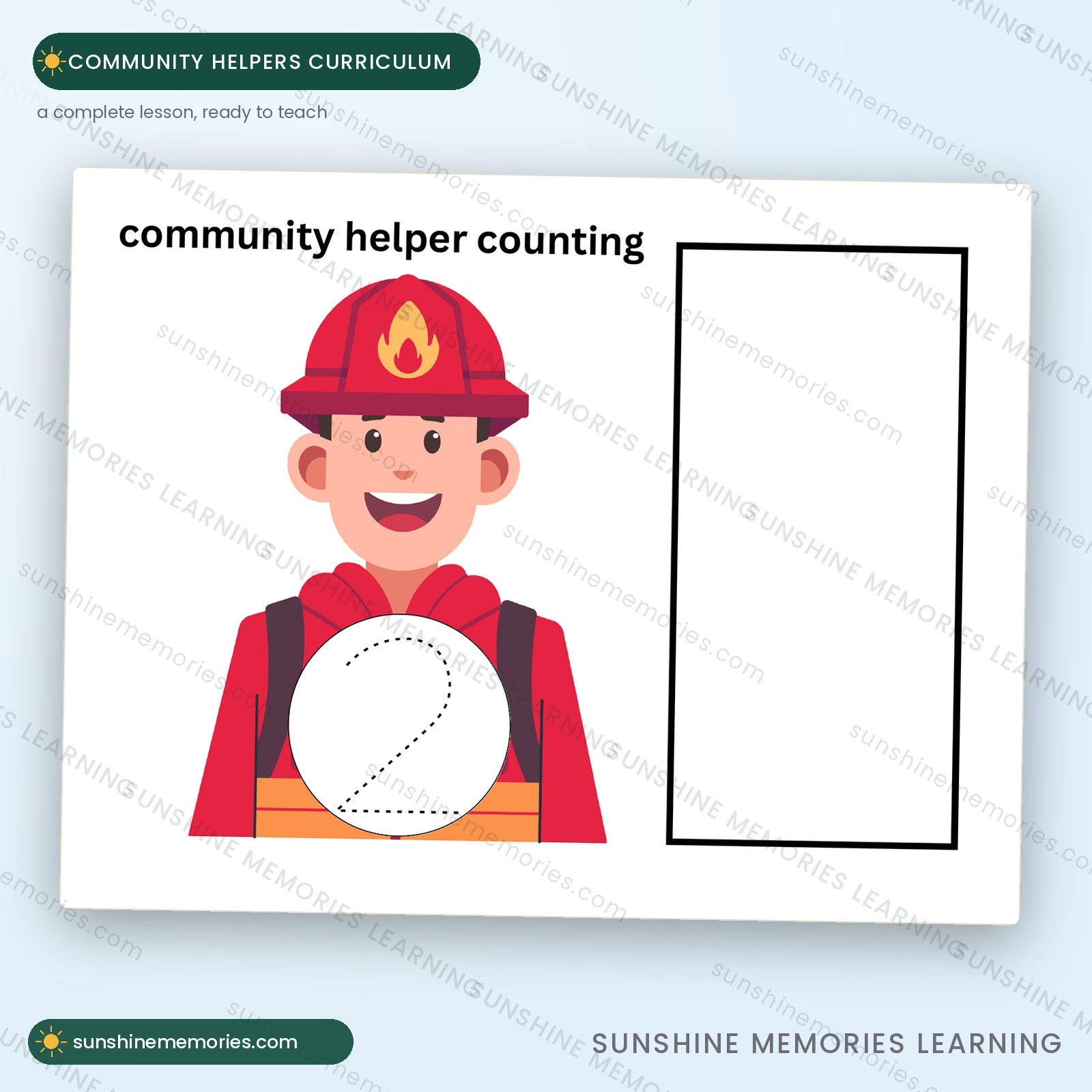 A complete community helpers lesson plan shown full size, ready to teach