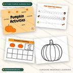 October Pumpkin Learning Pack - four pages of letters, numbers and shapes activities