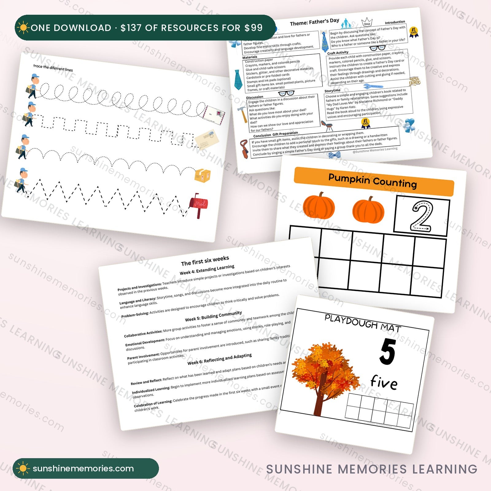 Pages from across the whole bundle - 137 dollars of resources for 99 dollars in one download