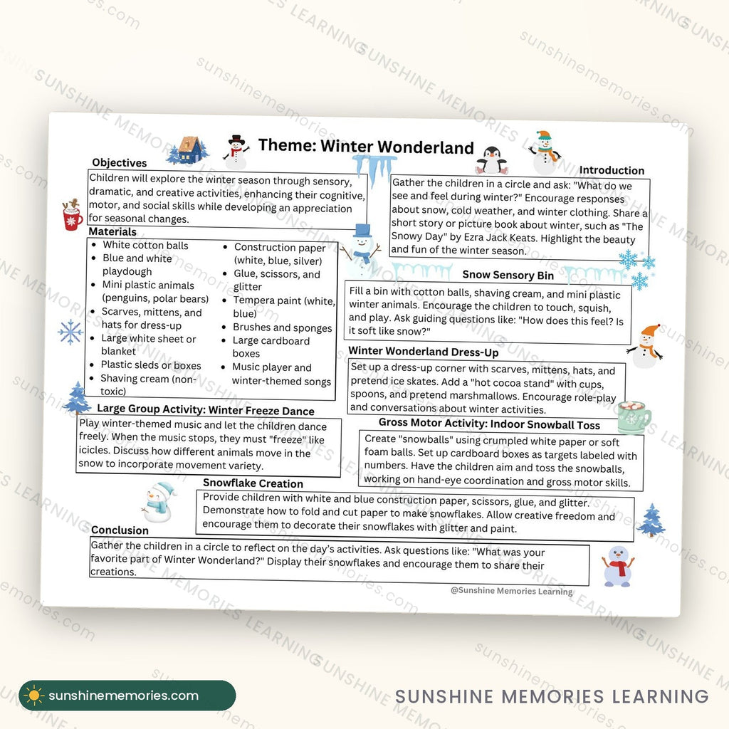 A single themed weekly lesson plan page from the 52-Week Preschool Curriculum shown full size