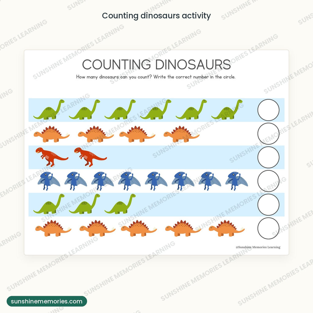 Counting dinosaurs worksheet