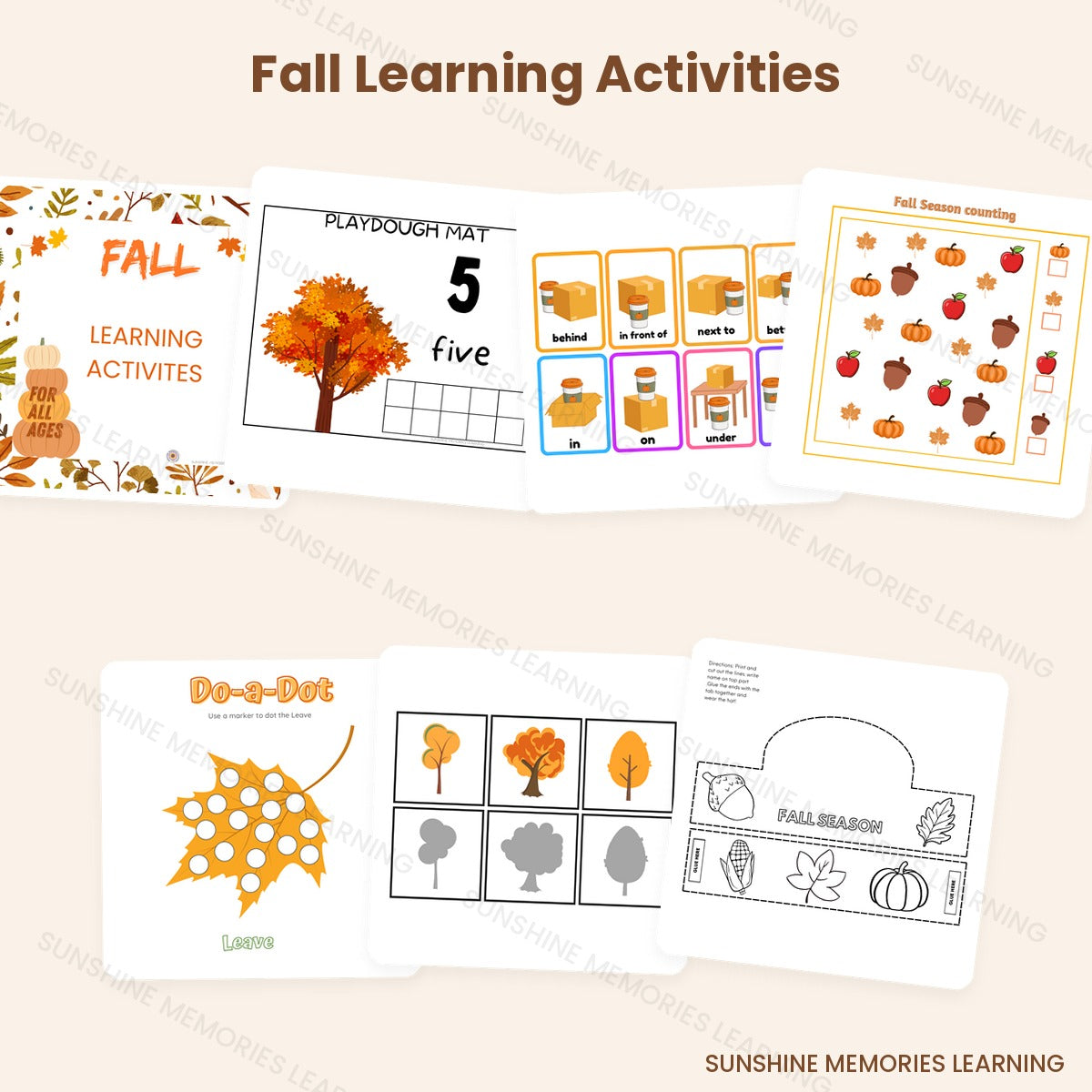 Bundle sample pages: fall playdough counting mats