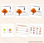 Fall positional word matching cards and shape matching sample pages