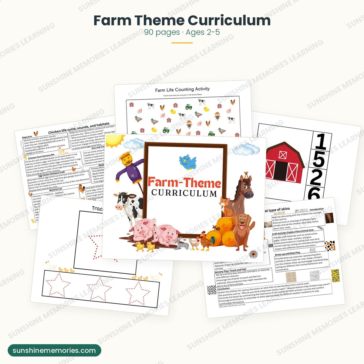 Farm Theme Preschool Curriculum: 90 pages of lesson plans and printables for ages 2 to 5