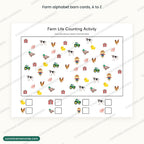 Farm alphabet barn cards, A to Z, upper and lower case