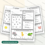 Days 1 to 3 morning work pages: find and circle the letter, calendar practice, what number comes next, and beginning sounds