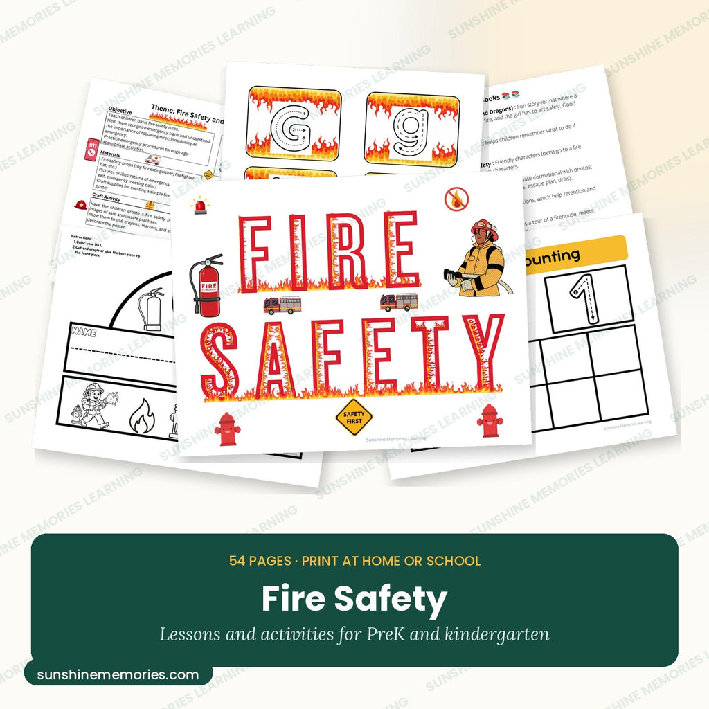 Fire Safety: 54 pages of lessons and activities for PreK and kindergarten