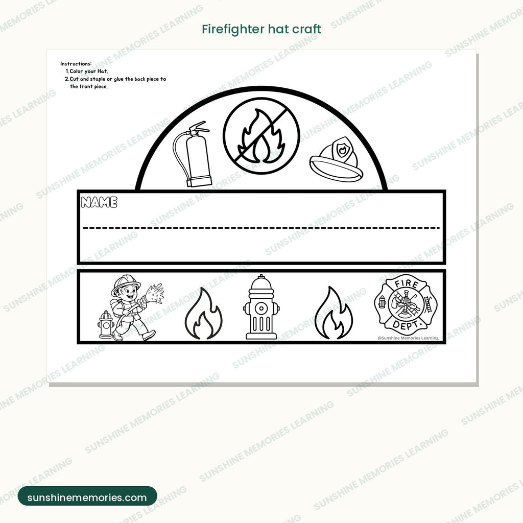 Firefighter hat craft to colour, cut out and wear