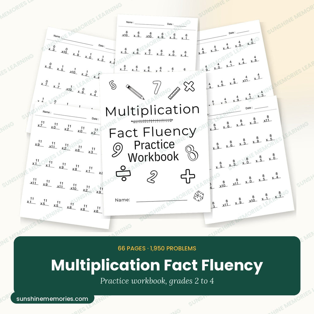 Multiplication Fact Fluency: 66 pages of practice covering the 0 to 11 fact families