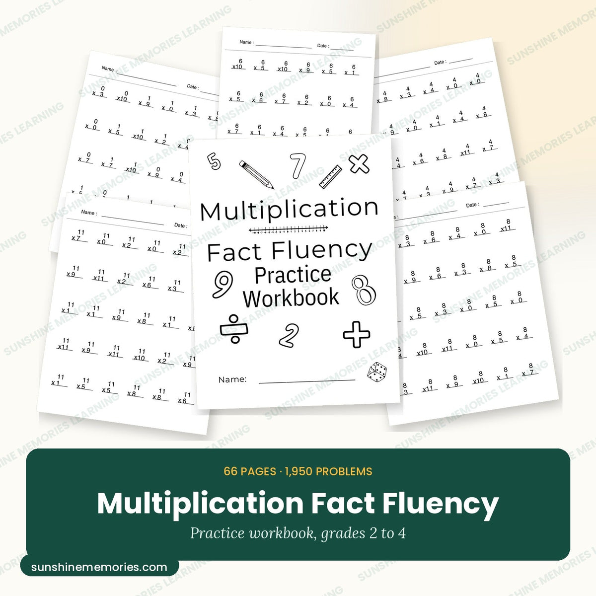 Multiplication Fact Fluency: 66 pages of practice covering the 0 to 11 fact families