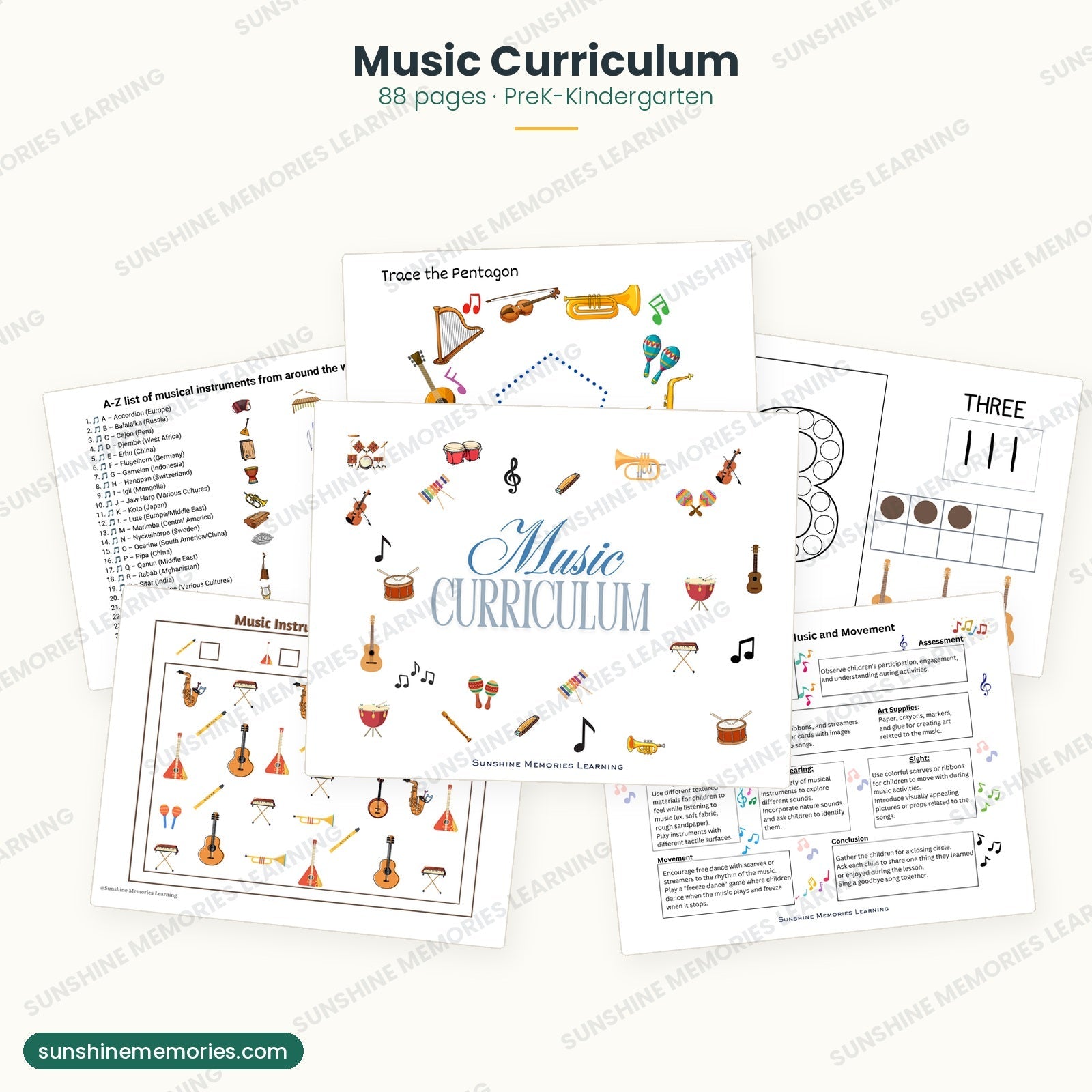 Music Curriculum: 88 pages of lesson plans, songs and printables for PreK and Kindergarten