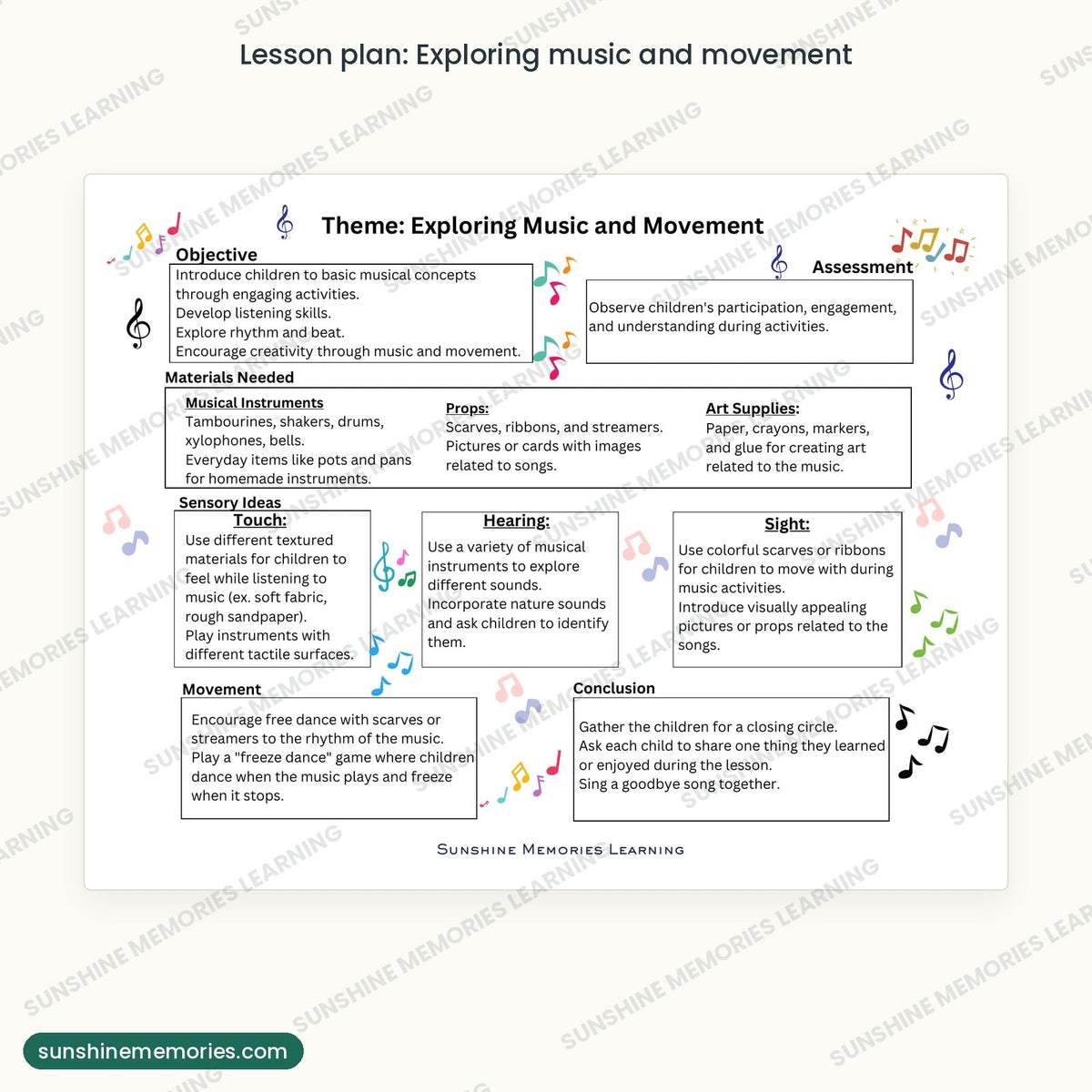 Lesson plan page: exploring music and movement