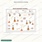 Music instrument counting worksheet