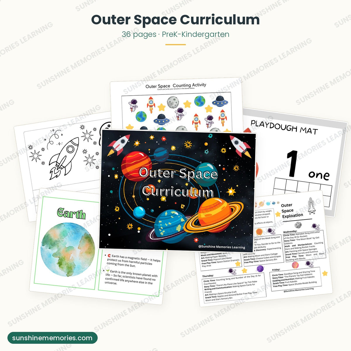Outer Space Curriculum: 36 pages of weekly plans and printables for PreK and Kindergarten