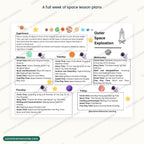 Five-day outer space weekly plan, Monday through Friday