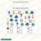 Outer space counting activity worksheet