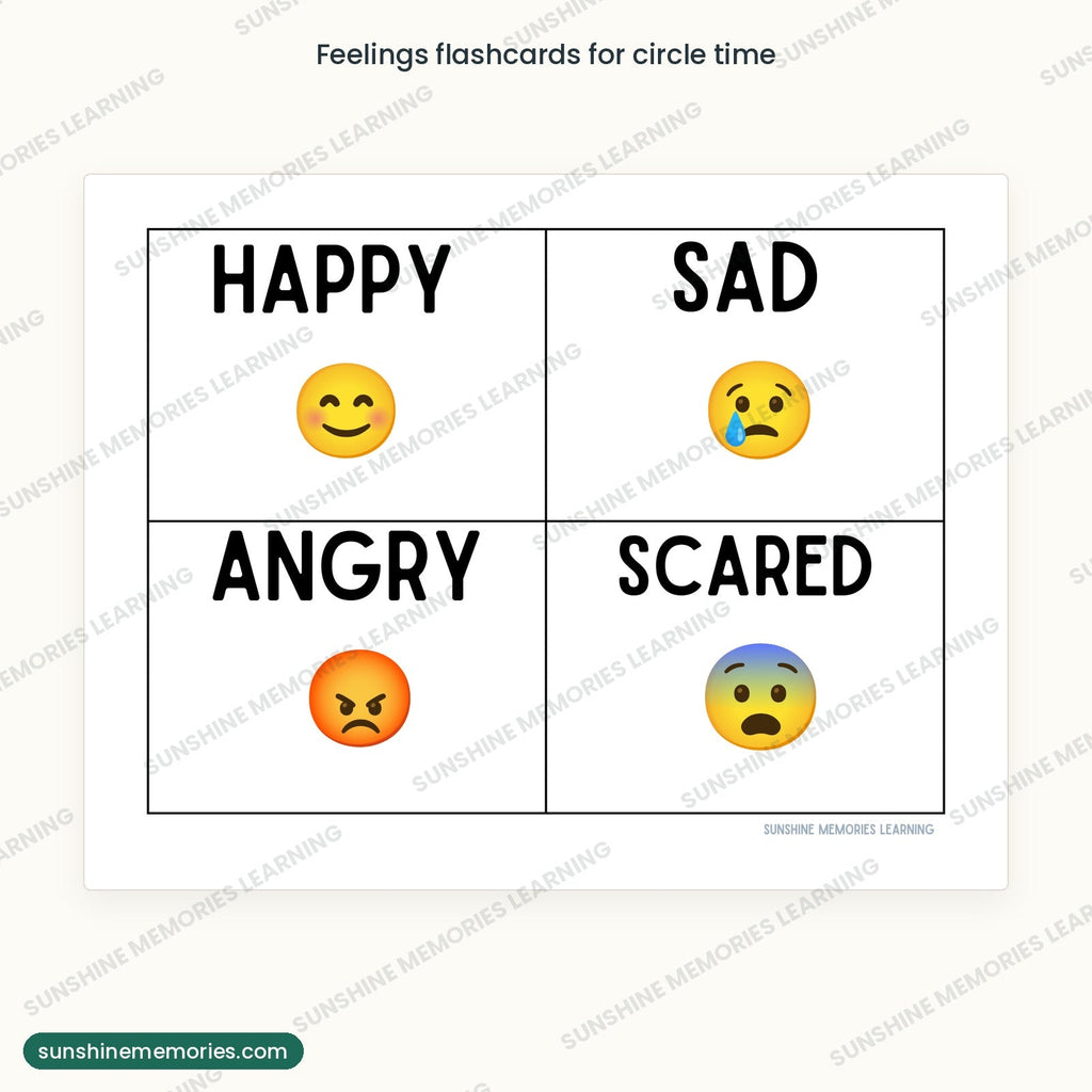 Feelings flashcards for circle time