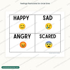 Feelings flashcards for circle time