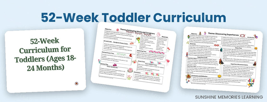 Toddler curriculum weekly lesson sample: objectives and materials