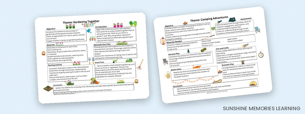 Toddler curriculum hands-on activity sample pages